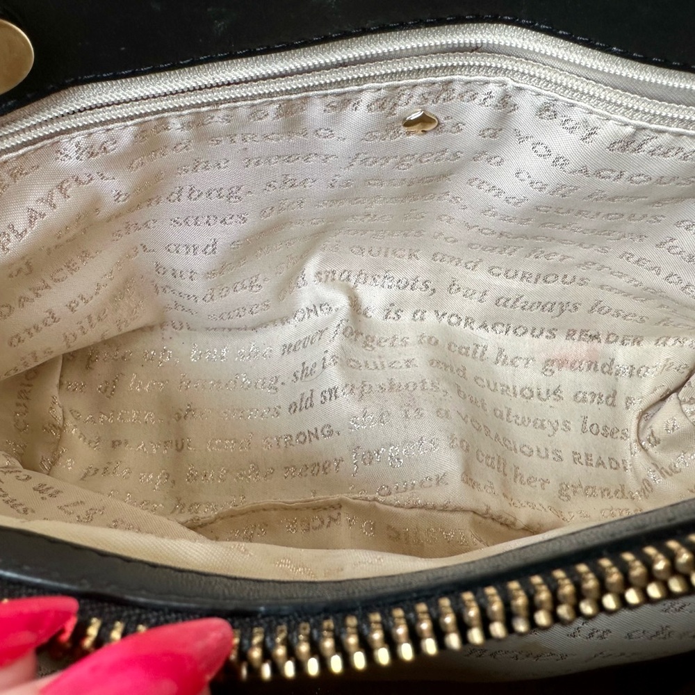 kate spade Black Quilted Leather Chain-HandleShoulder Bag w Storybook lining - Picture 11 of 11